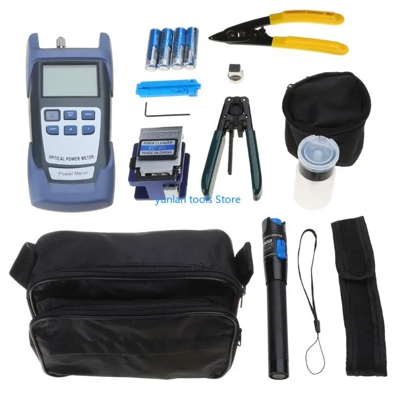 50LB FTTH Optical Fiber Tool Kits Practical Fiber Cold Connection Tool FC-6S Fiber Cleaver Optical Power Meter Bag Hand Tools