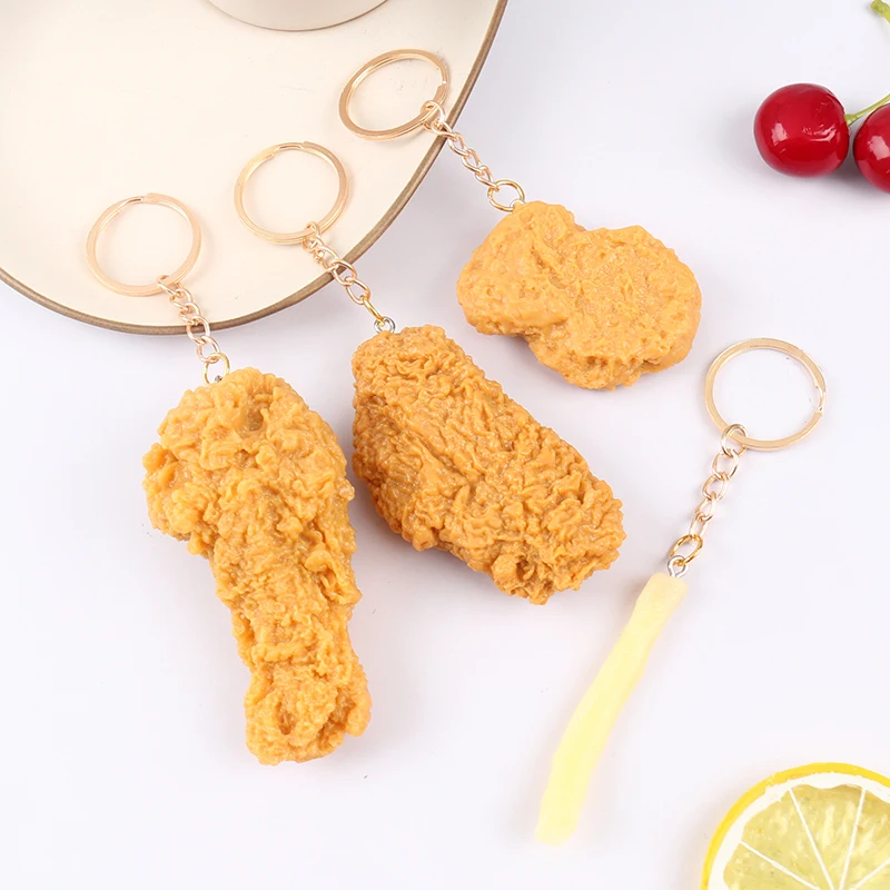 Fries Chicken Nuggets Fried Chicken Around Bag Pendants Food Pendant Imitation Food Keychains