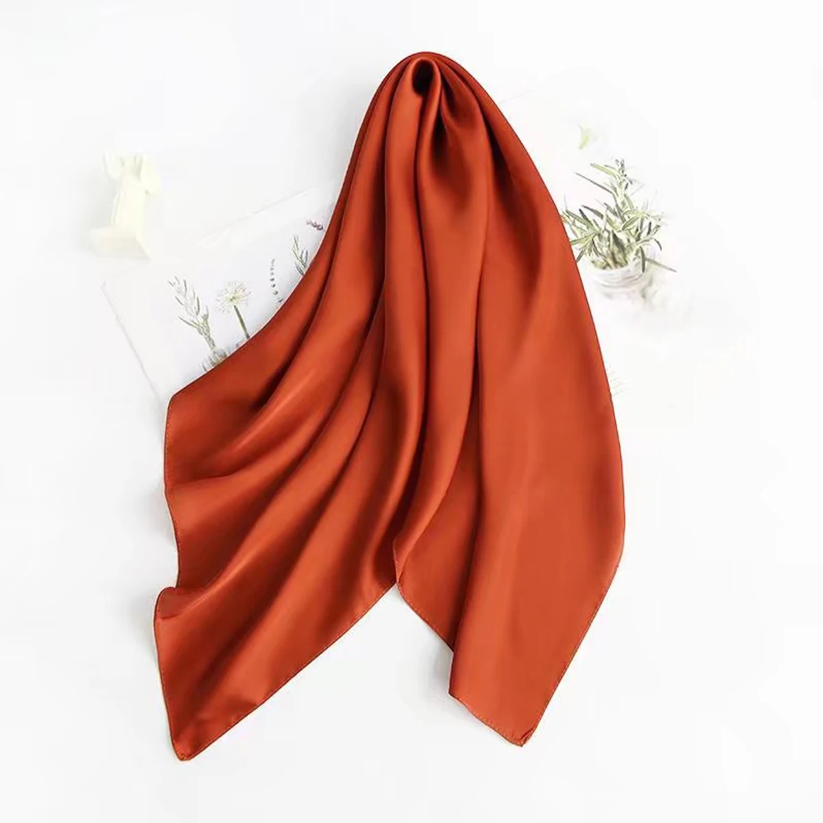 New senior color imitation silk small square scarf silk scarf women all professional scarf decoration solid color