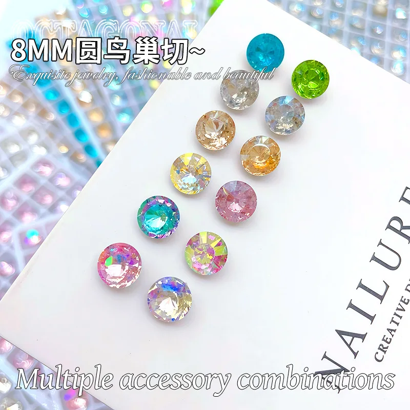 K9 Crystal 8mm Round diamonds Double layered flower Facets Pointed bottomed Gems Used for earrings necklaces Jewelry accessory