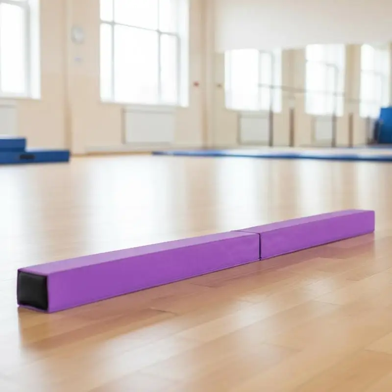 Viga de Equilibrio para Entrenamiento de Gimnasia, Se Puede Fijar al Suelo, Color Morado