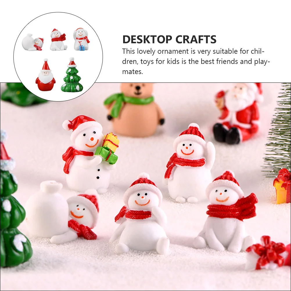 

10 Pcs Christmas Tree Decorations Ornaments Snowman Micro Landscape Desktop Adornment