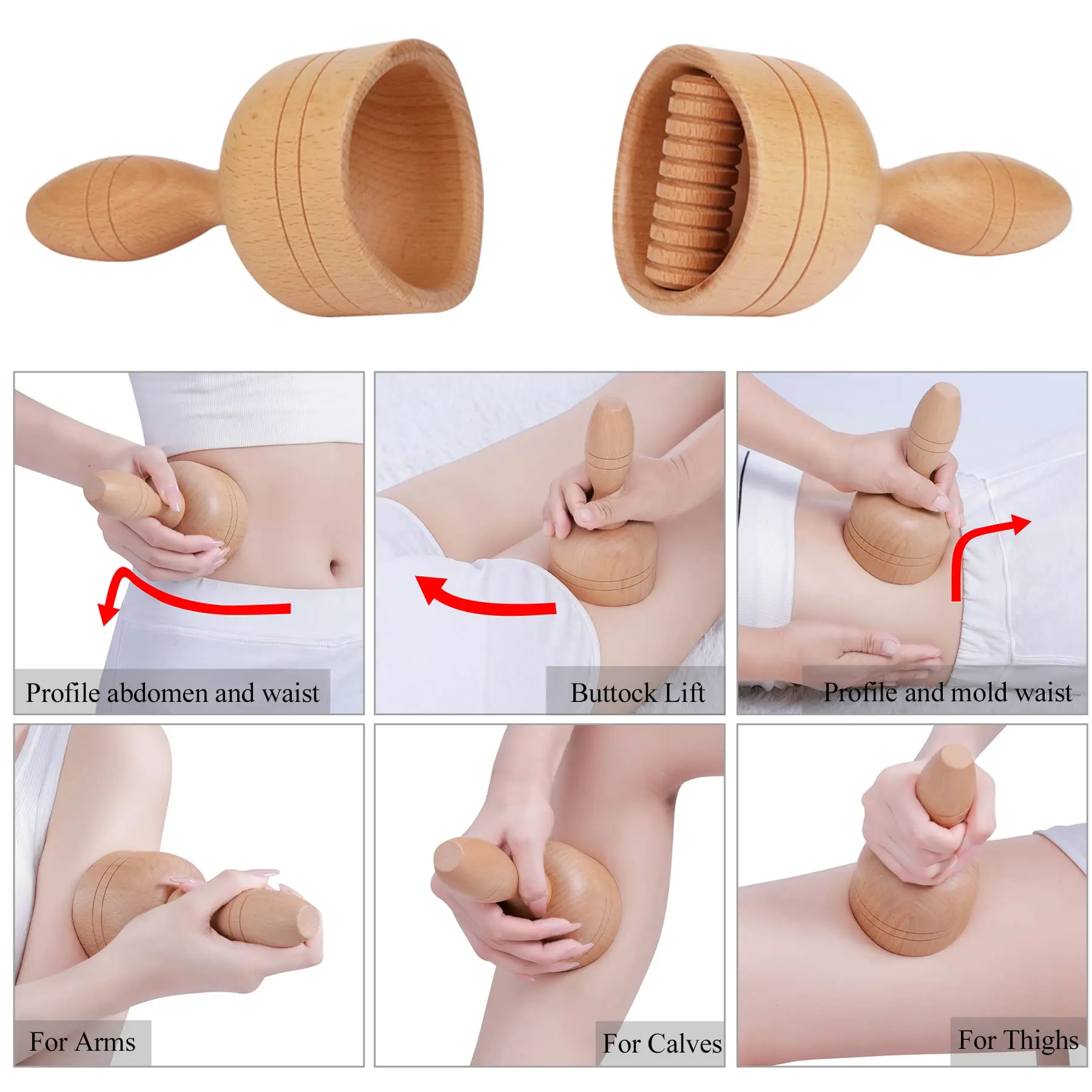 3 in 1 전문 나무 컵 안티 셀룰라이트 마사지 테라피 롤러 로드, 신체 모양 건강 관리, 통증 완화, 휴대용