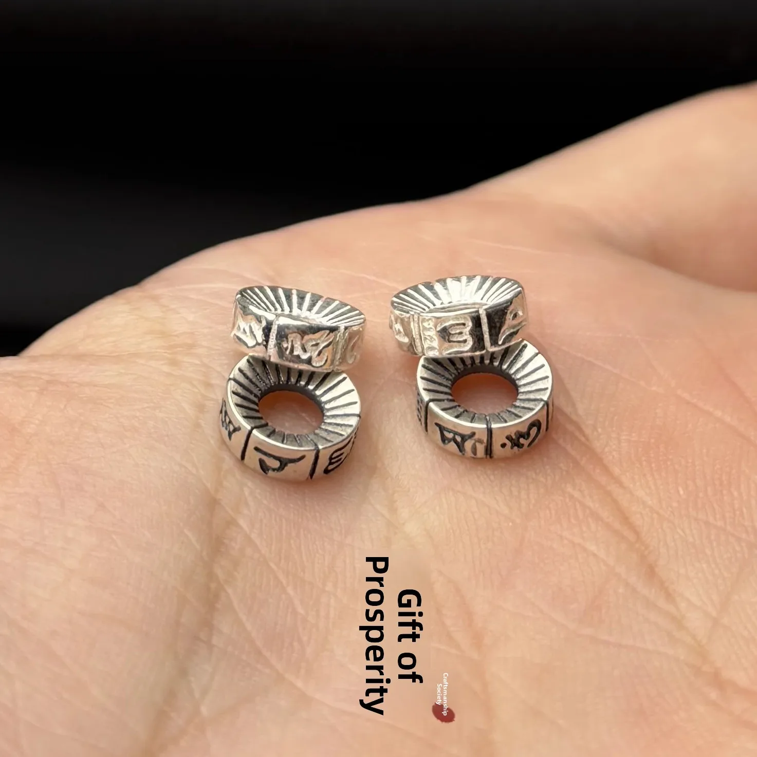 

Браслет из стерлингового серебра S925 с шестислоговым мантрами, с сохранением цвета, для самостоятельного изготовления украшений, культурные аксессуары