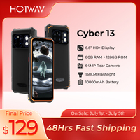 HOTWAV Cyber 13 Rugged Phone 10800mAh Massive Battery 8GB 128GB Smartphone 150LM Flashlight 6.6'' HD+ 64MP Android 14 Cellphone
