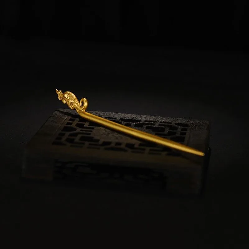 

Hanfu Qipao тканое украшение для волос заколка для волос в виде дракона с позолоченным древним методом и стилем Ins Fashion