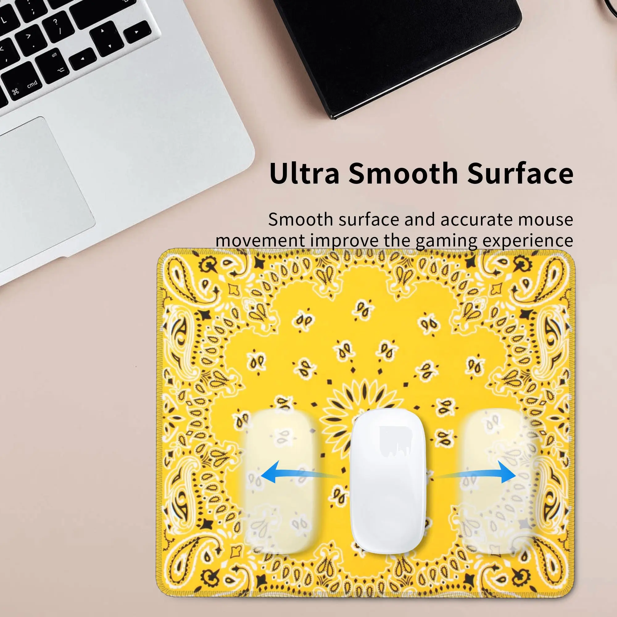 Yellow Paisley Print Mouse Pad Computer Keyboard Mouse Mat Gamer PC Laptop Desk Mat Office Accessories Table Mats