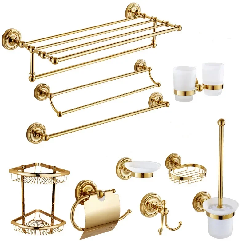 

European style gold towel rack set, bathroom towel rack