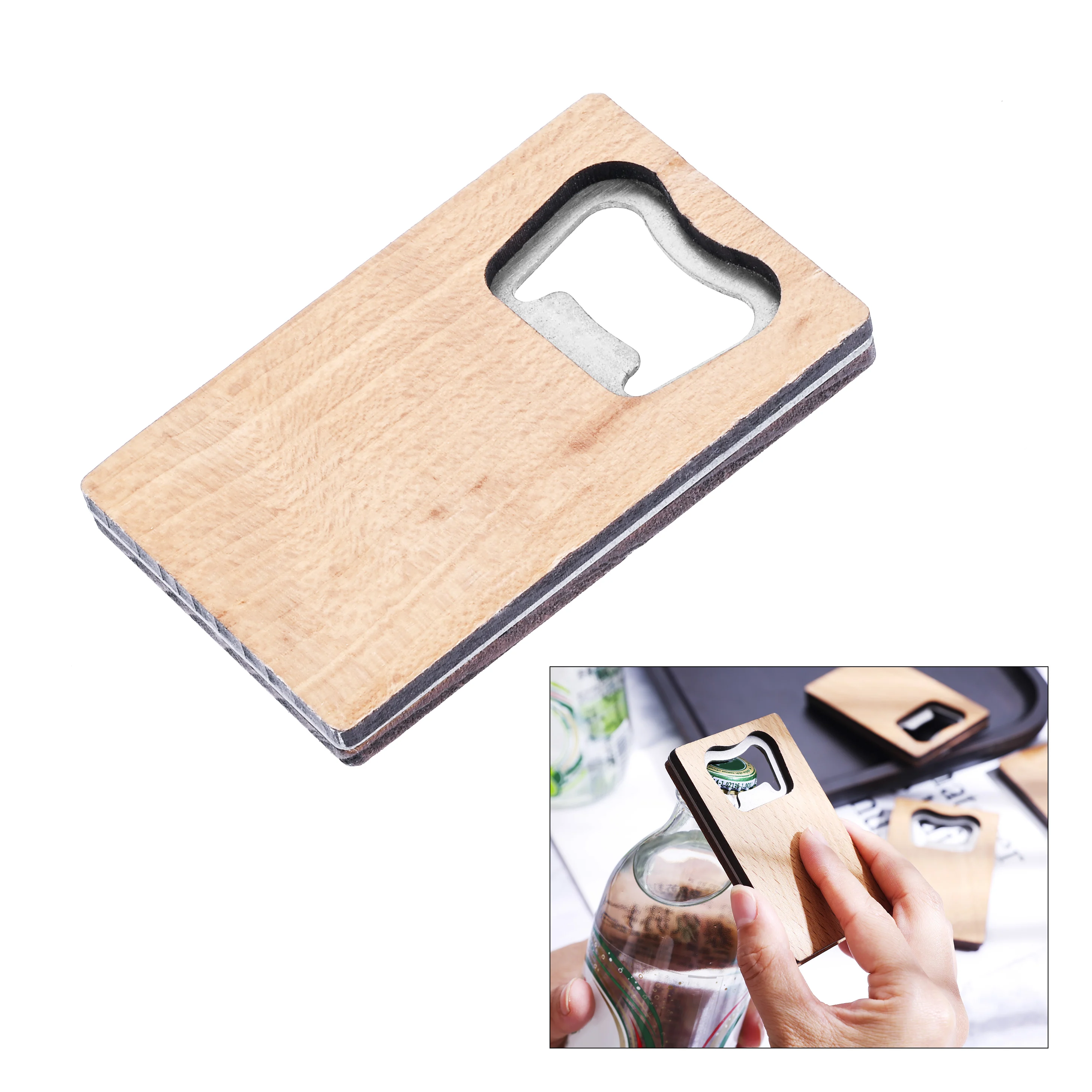 Wooden Handle Stainless Steel Bottle Opener Wine Beer Soda Glass Cap Bottle Opener for Christmas Wedding Party Kitchen Bar Tool