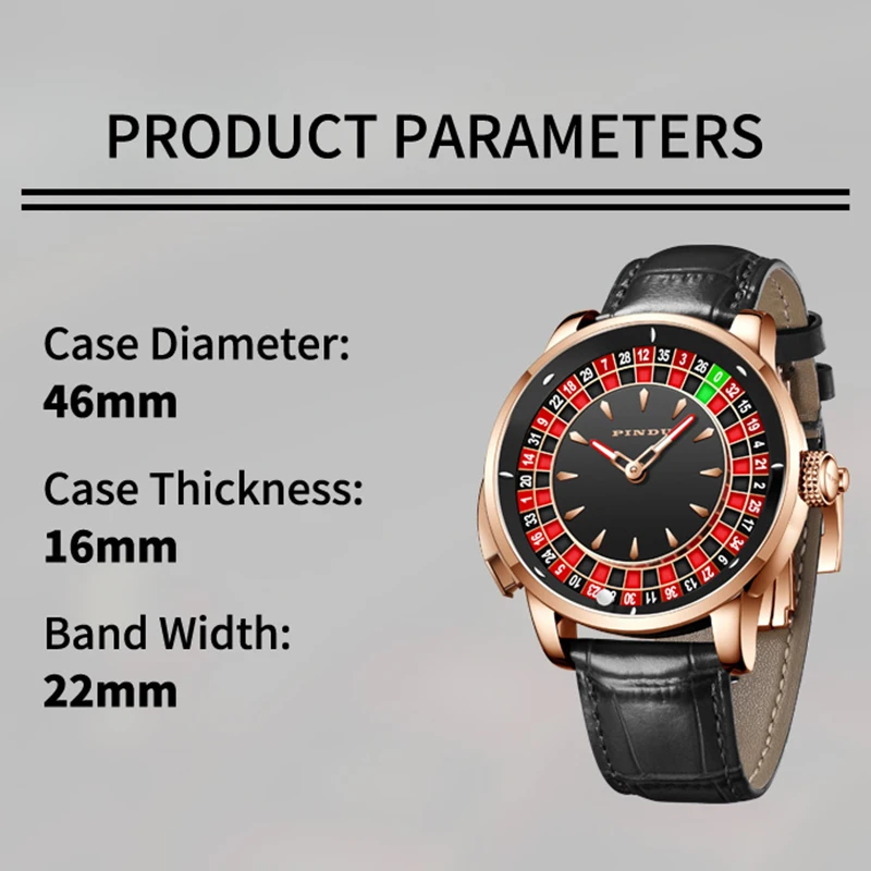 PINDU Roulette Table Table Ceramic Sphere Sapphire Waterproof Mechanical Watches Equipped With NH35A Movement For More Accuracy