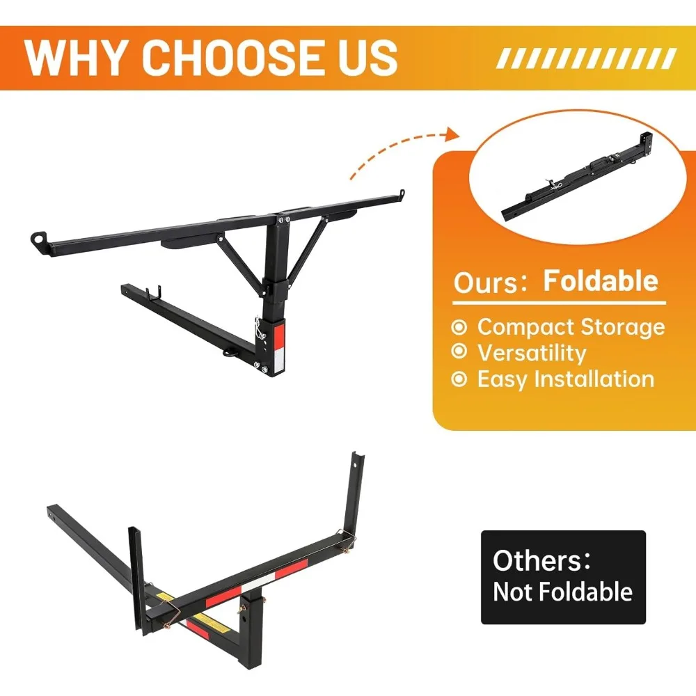 Truck Bed Hitch Extender 2 in 1 Design Foldable Extension Pick Up Rack Canoe Boat Kayak Lumber w/Flag