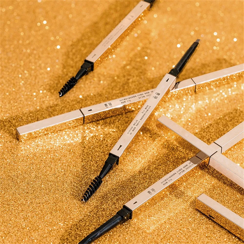 2 IN-1 Double-Head Design Small Gold Bar Eyebrow Pencil Waterproof Durable Eyebrow Enhancers Combing Eyebrows Makeup Cosmetics