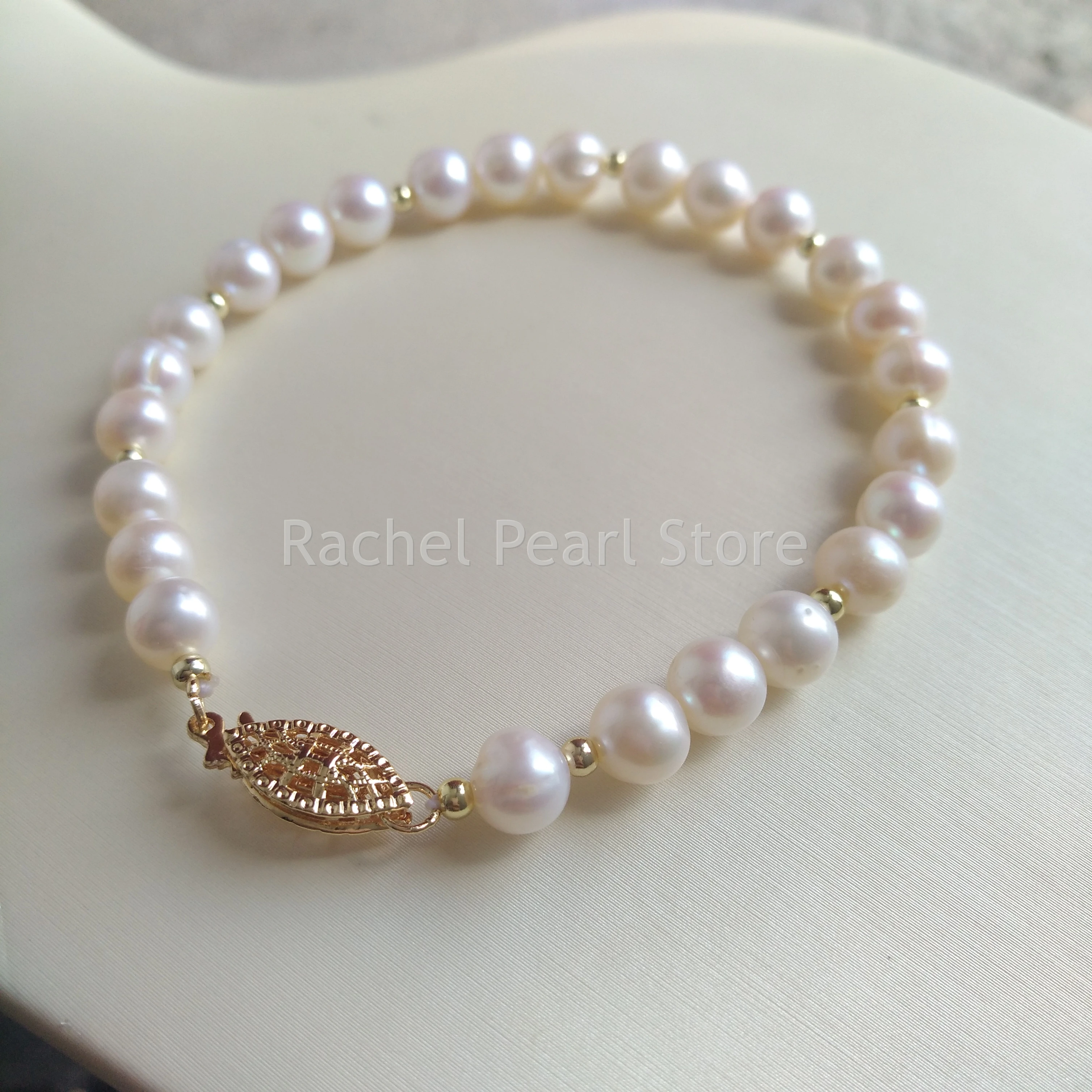 Bracelet For Women Female 6-7mm Natural Real Akoya Seawater Bead Pearl 16cm 17cm 18cm  Nice Look