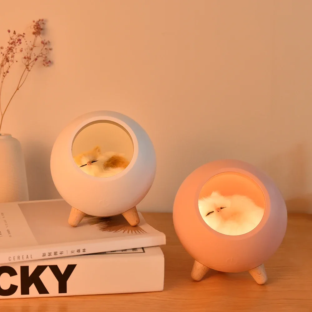 

USB Cute Cat House Touch Dimming LED Night Light Kid Baby Bedroom Home Modern Indoor Study Bedside Decoration Creative Gift Lamp