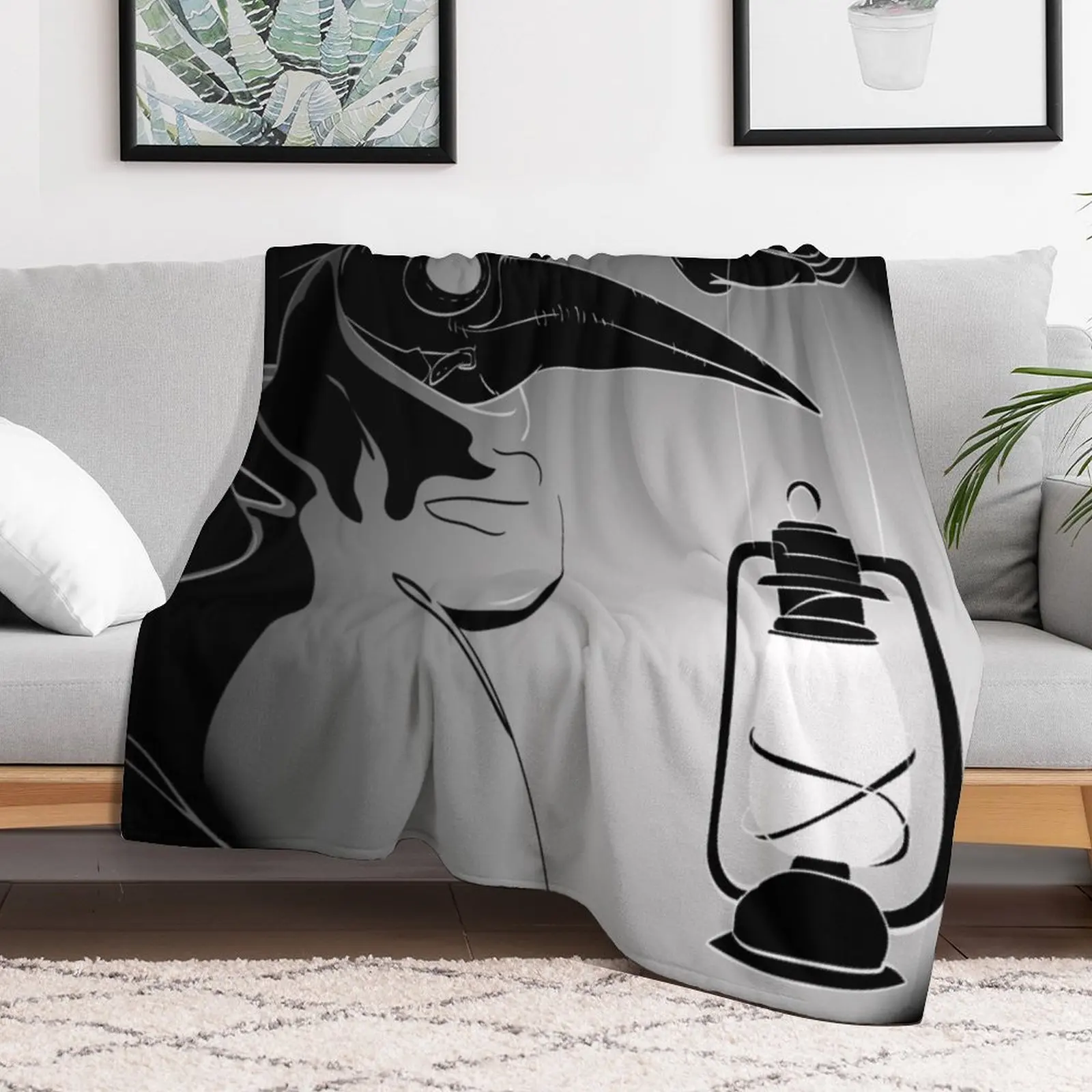 Plague doctor print, Plague doctor art, Plague Doctor Steampunk Horror Scary halloween decor, Throw Blanket Cute Plaid Blankets