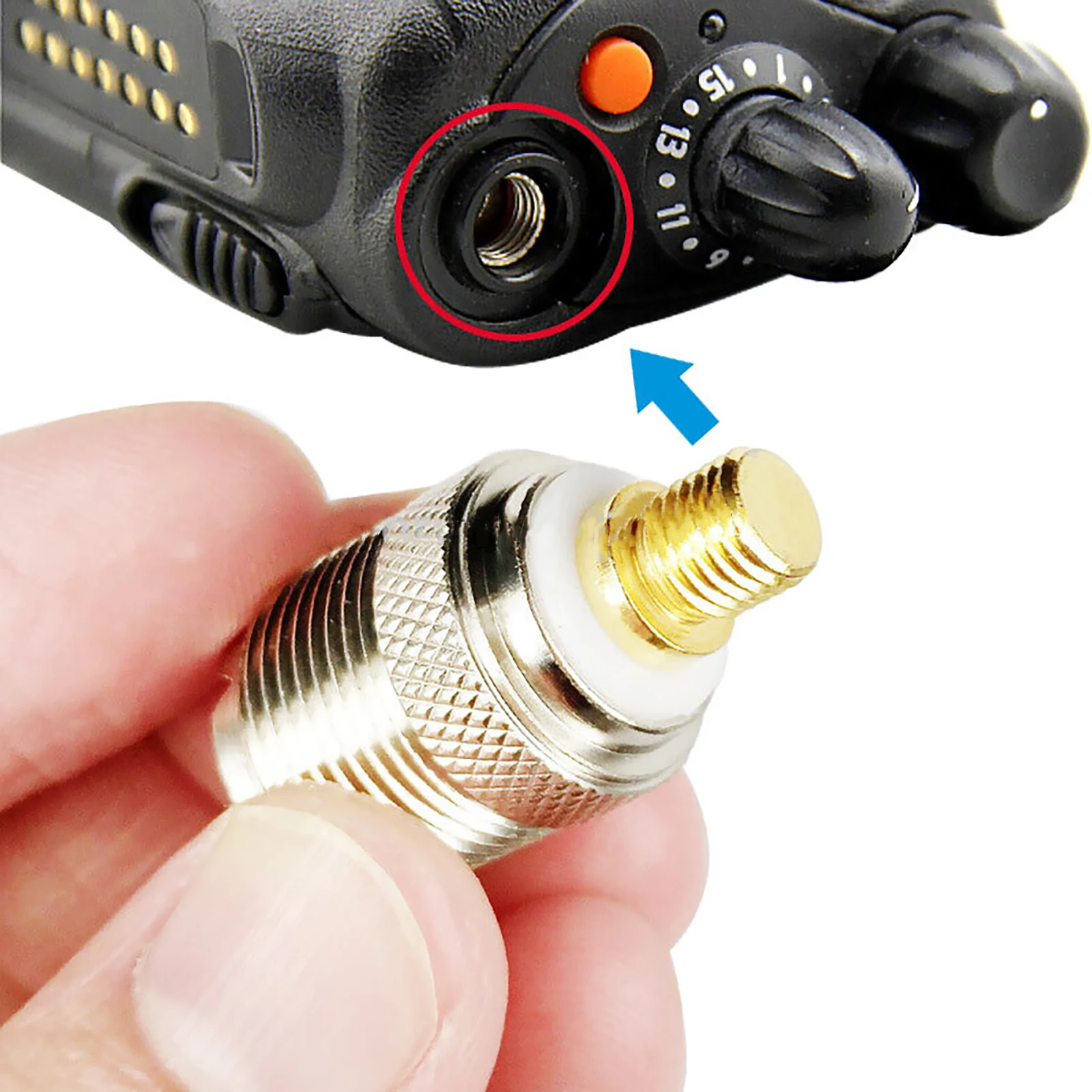 1Pc RF Coaxial Connector 27mm Brass UHF SO239 Female to Flat M6 Connector Adapter For Motorola GP328 GP88 Handheld Walkie Talkie