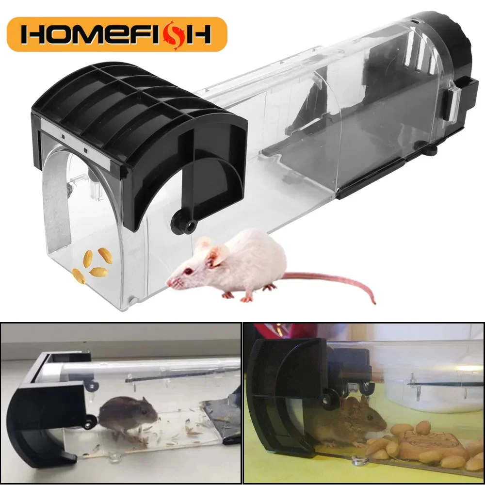 Mousetrap Safe Firm Humane Reusable Plastic Rodents Trap Household Mouse Catcher Smart Self-locking For Indoor Outdoor Garden