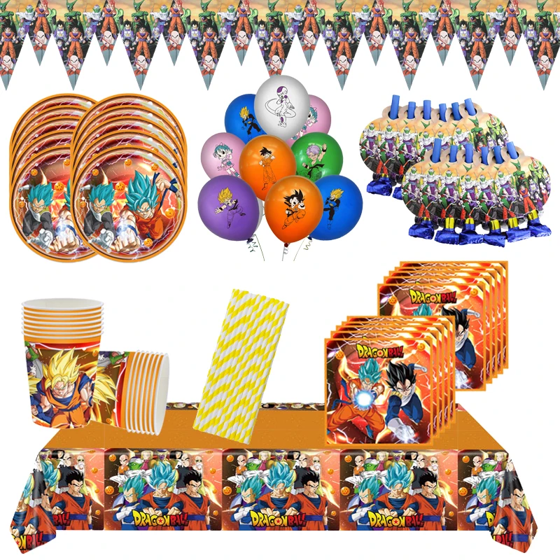 85pcs Dragon Ball Birthday Party Supplies Tableware Latex Balloons Noise Makers Plate Napkin Streamer Baby Shower Supplies Gifts