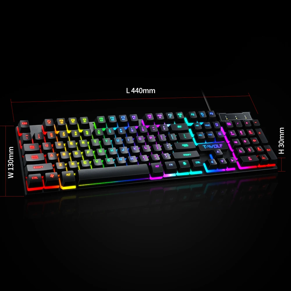 Imagem -03 - Rgb Luminous Wired Gaming Teclado Sensação Mecânica Computador Escritório Russo Espanhol 104 Teclas