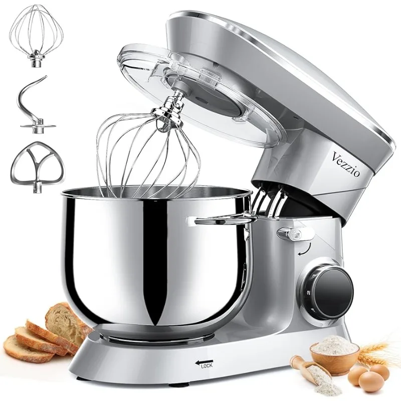 Aço inoxidável Kitchen Stand Mixer, misturador elétrico com tigela, Dishwasher Safe Anexos, 10-Speed, Vezzio, 660W, 9.5 Qt