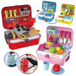 Hot Baby Miniature Kitchen Plastic Pretend Play Food Doctor Children Toys with Music Light Kids  Cooking Toy Set for Girls Games