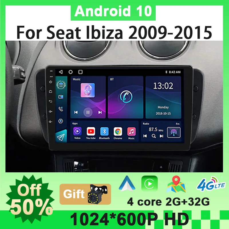 New Style Android 10 Car Radio DVD Multimedia Video Player For Seat Ibiza 6j 2009 - 2015 MK4 Navigation GPS Wired Carplay Auto