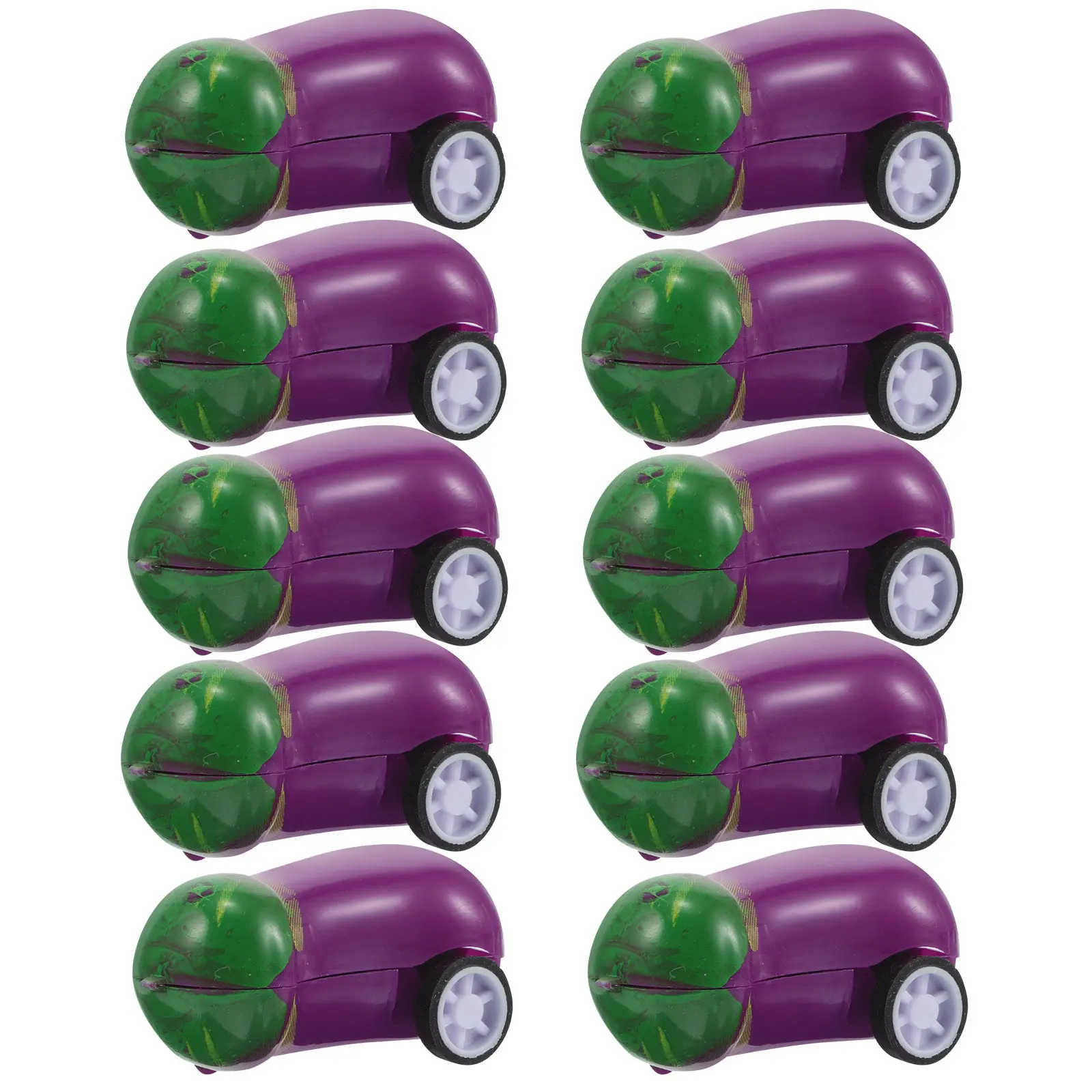 15Pcs Creative Eggplant Pull Back Car Friction Powered Mini Kids Cars Portable Plastic Vehicle Party Favors Children Playthings