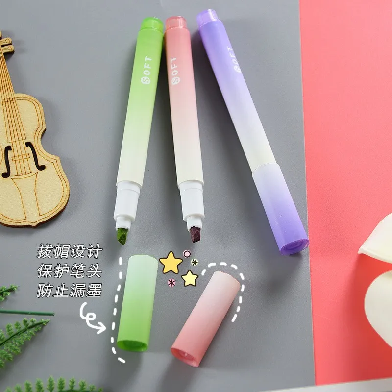 Gradient color highlighter, high-value color, key marking, student marking, eye protection, large capacity highlighter image 3