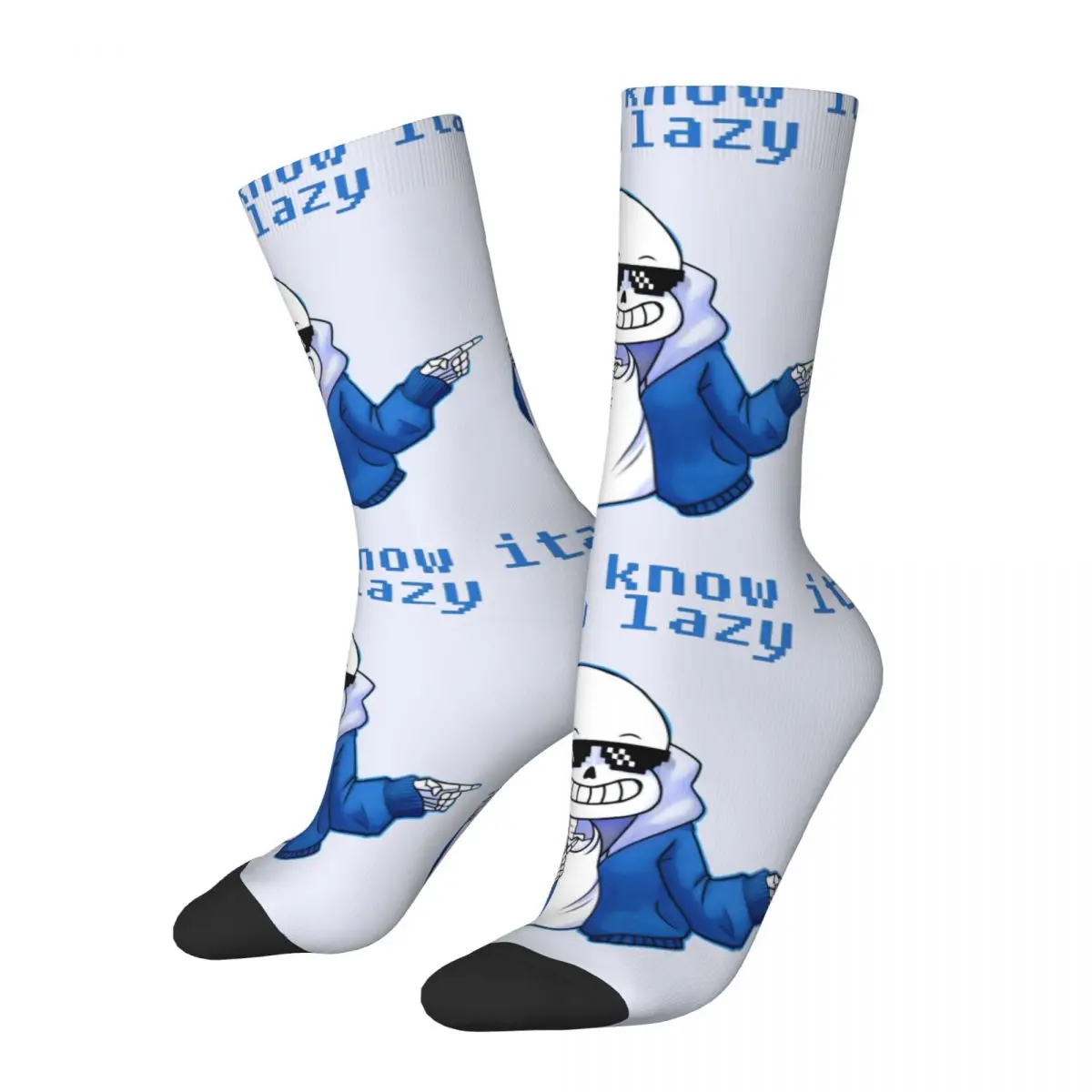 

Hip Hop Vintage Lazy And I Know It Crazy Men's Compression Socks Unisex Undertale Harajuku Pattern Printed Happy Crew Sock