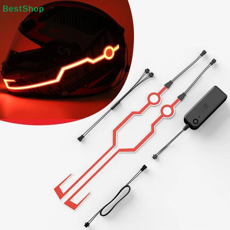 Easy To Use 1set Led Motorcycle Helmet Light Self-adhesive Reflective Luminous Sticker Strip Modified Waterproof Acsessories