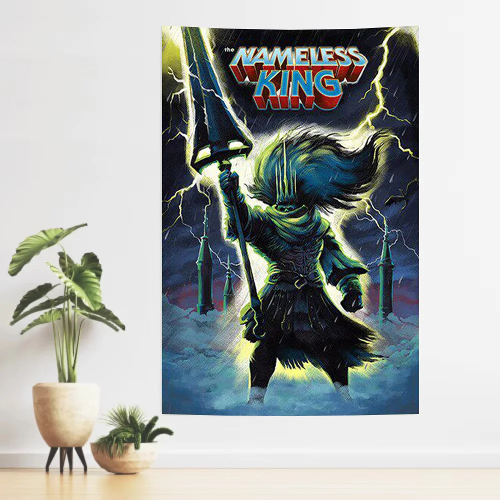 Dark Souls Game Wandteppich, Retro-Gaming-Wandkunst, Sci-Fi-Ästhetik, Raumdekoration, Wandbehang für Schlafzimmer, Wohnheim, Heimdekoration
