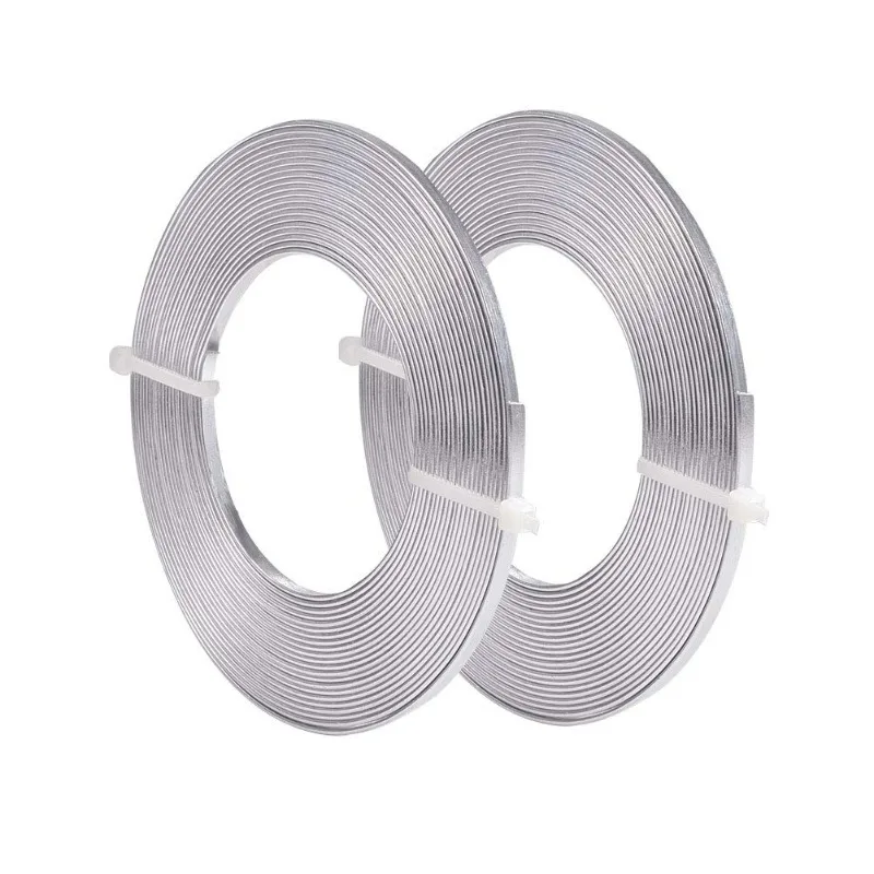 32 Feet 2 Rolls 3mm Wide Flat Jewelry Craft Wire 18 Gauge Aluminum Wire for Bezel Jewelry Making, Sculpting, Armature Craft