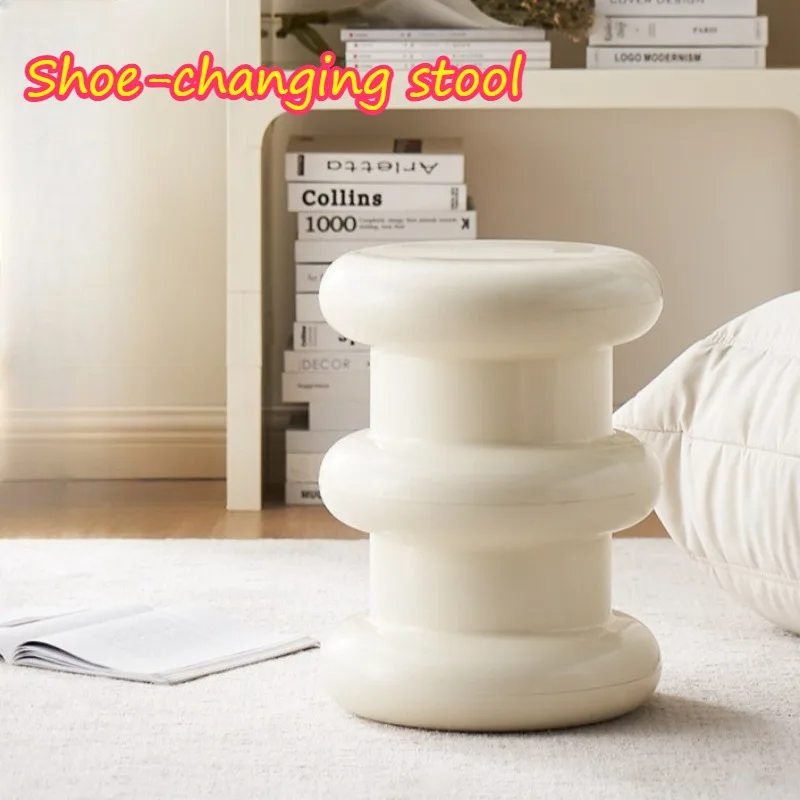 Multi-functional Shoe Changing Stool Non-slip Stable High Load-bearing Round Stool Nordic Anti-collision Living Room Furniture