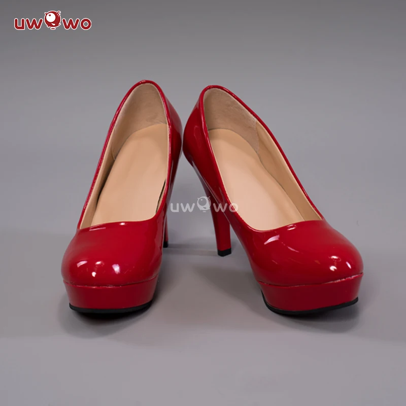 

UWOWO All-match Universal Copslay Shoes Red High Heels Powerr Makimaa Costume Shoes