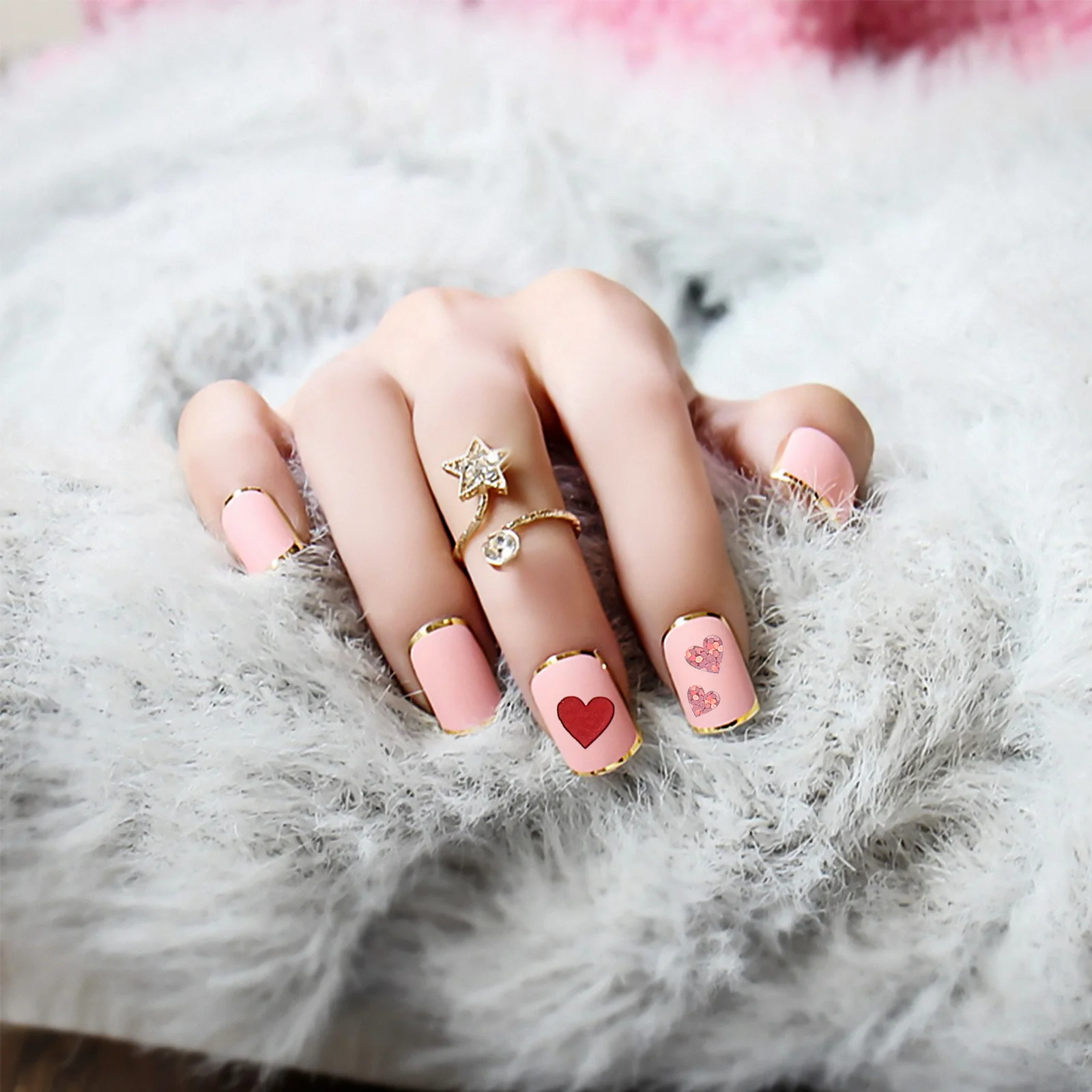 

8 Sheets Romantic Heart Shaped Nail Stickers Manicure DIY Decals Charming Nail Art Sticker Accessory Durable Practical