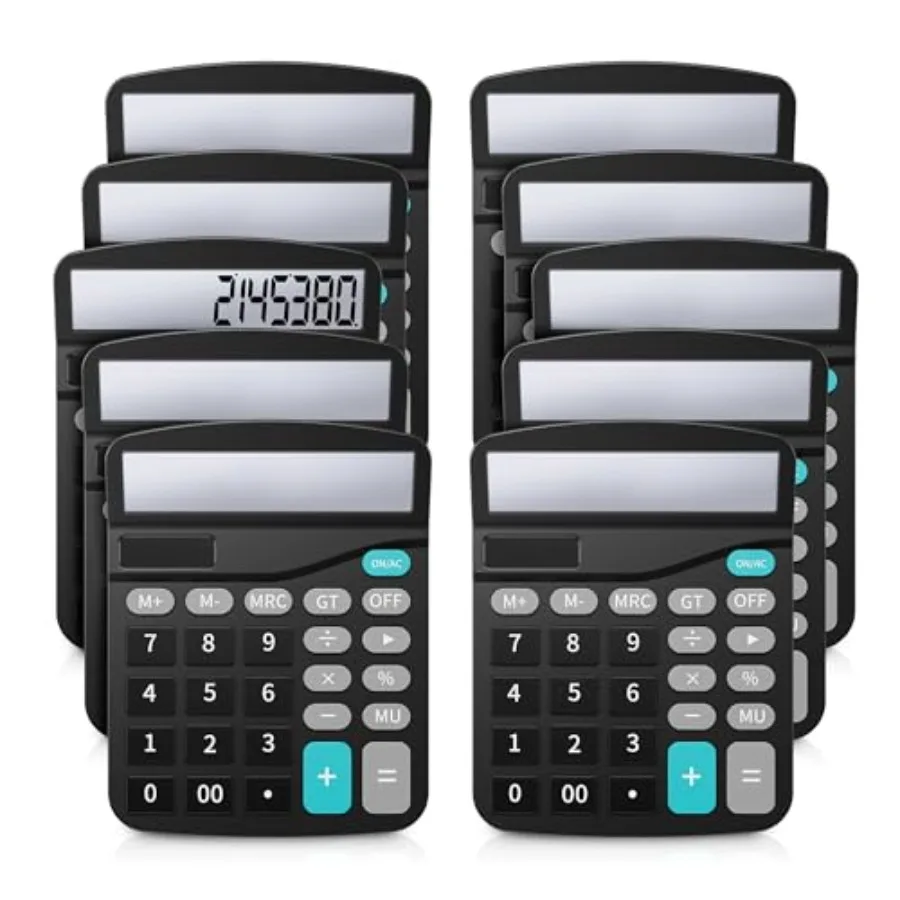 

Настольные калькуляторы с большими кнопками и крупным дисплеем, офисный настольный калькулятор, базовый, 12-разрядный, с солнечной батареей и питанием от батареек АА.