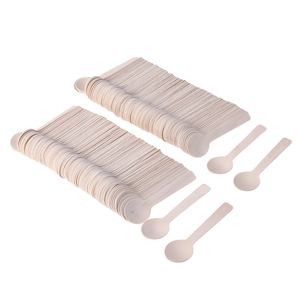 

100pcs Wooden Spoon Food Grade Safe Disposable Spoons Party Wedding Birthday Tableware Kitchen Supplies Non Toxic Odorless