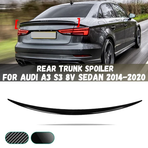 Para Audi A3 S3 8V Sedan 2014-2020 negro/aspecto de carbono tapa trasera del maletero alerón del coche alas Tuning accesorios exteriores
