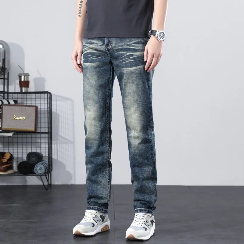 2024 new spring and autumn jeans straight leg Korean version loose elastic soft high-quality men's pants denim jeans men