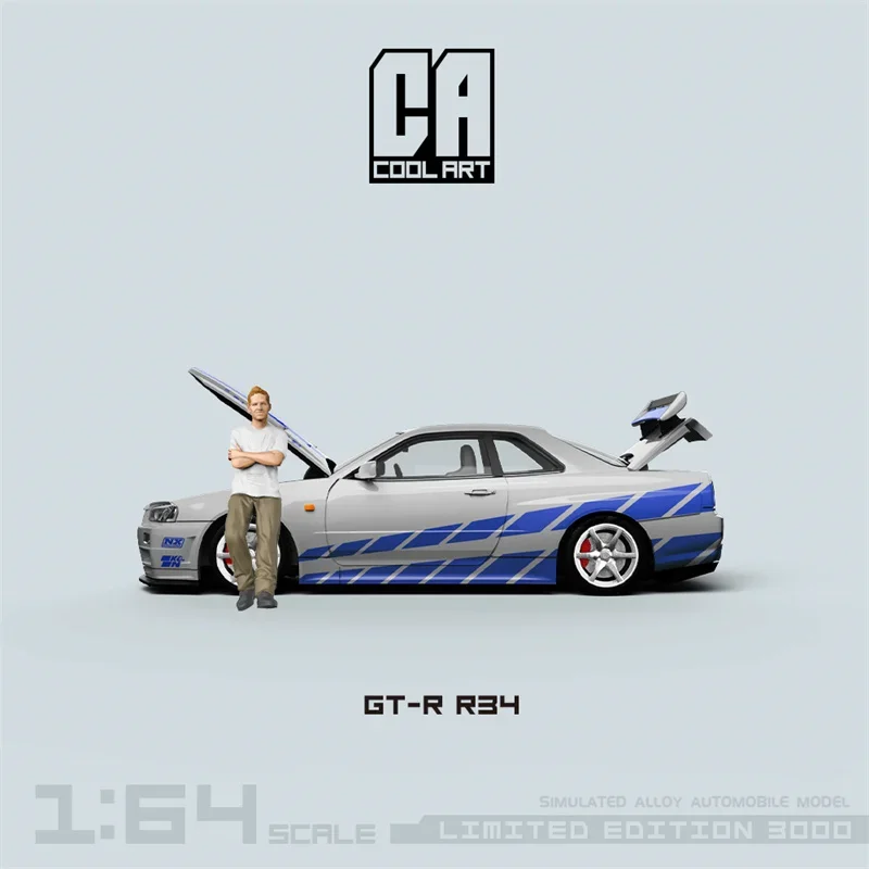 

(Предзаказ) COOL ART 1:64 GT-R R34 синее серебро Ограниченная Коллекция 3000 литая модель автомобиля