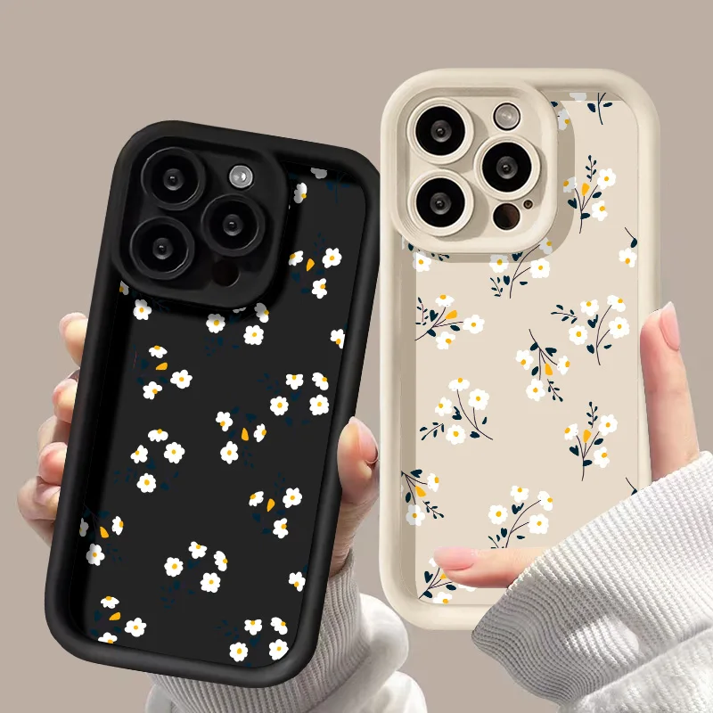 Liquid Silicone Case For iPhone 13 Case iPhone 14 15 16 12 11 Pro Max XS X XR 7 8 Plus SE 2020 2022 Cute Floral Shockproof Cover