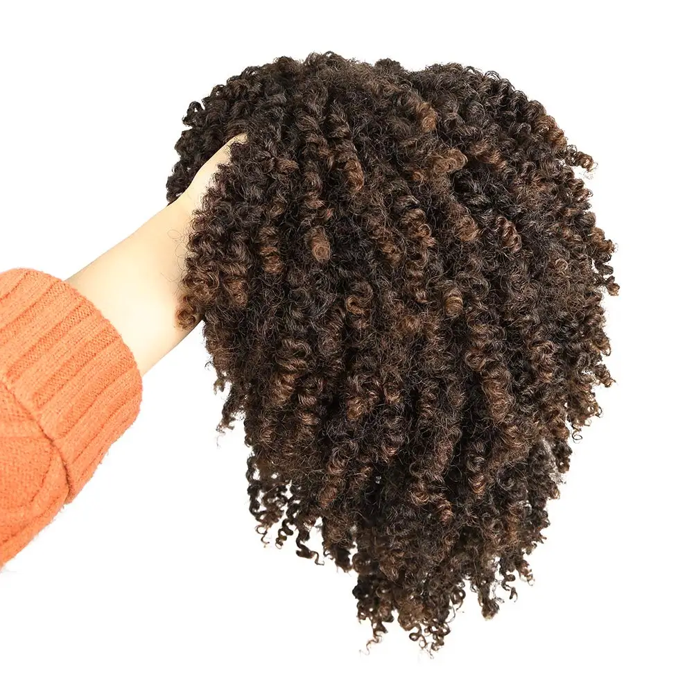 Perruque afro courte crépue bouclée pour femmes noires, perruques torsadées, fibre de degré de chaleur complète, brun ombré, partie latérale, (1B 30 #)