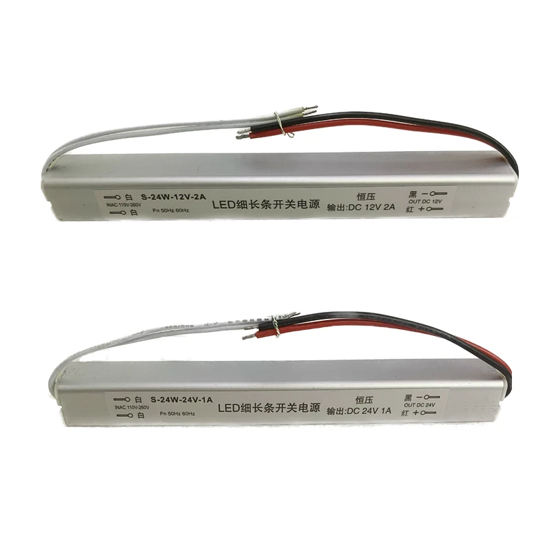 24W AC110V 220V to DC12V 2A 24V 1A Driver Ultra Thin LED Strip Switching Power Supply Transformer for Slim Advertising Light Box