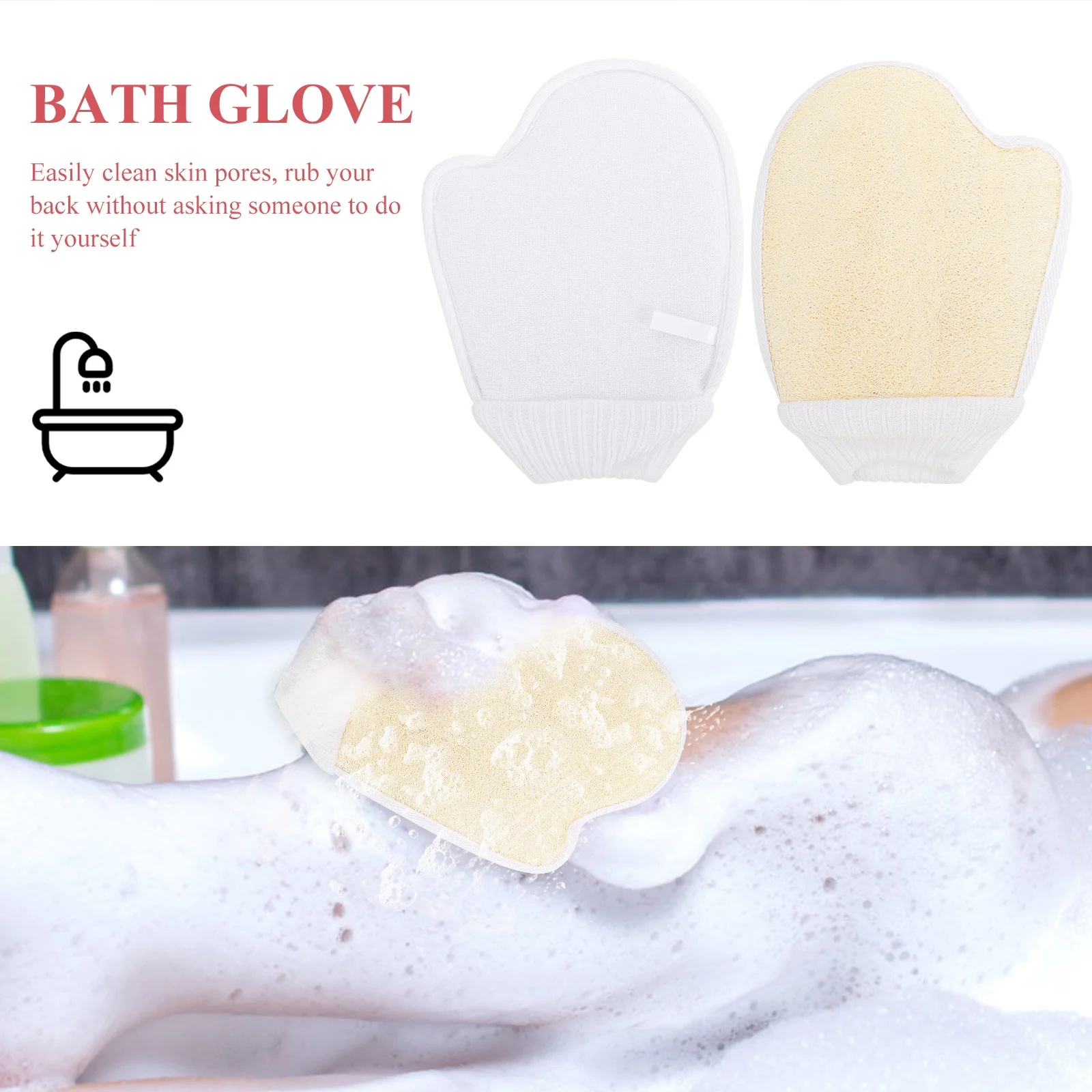 

2Pcs Silk Gourd Gloves Exfoliating Shower Gloves for Full Body Use Gentle on Skin Deep Clean Bathing Essential Relaxing Spa