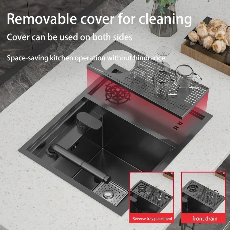 Hidden Cup Washer Sink Nano Stainless Steel kitchen Sink Bar Invisible Sink To Make A Camper Van With Cover Plate Small Pool