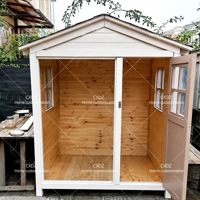 Outdoor Four Season Universal Solid Wood Cat Villa Large Panoramic Glass Luxury Wooden House Waterproof Warm Pet Shelter