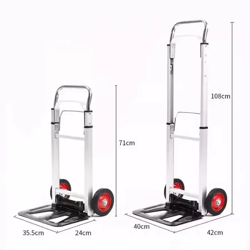 All-Aluminum Folding Four-Wheeled Hand-Pulled Luggage Trolley Shopping Trailer Courier Logistics Cart Flatbed Cargo Trolley