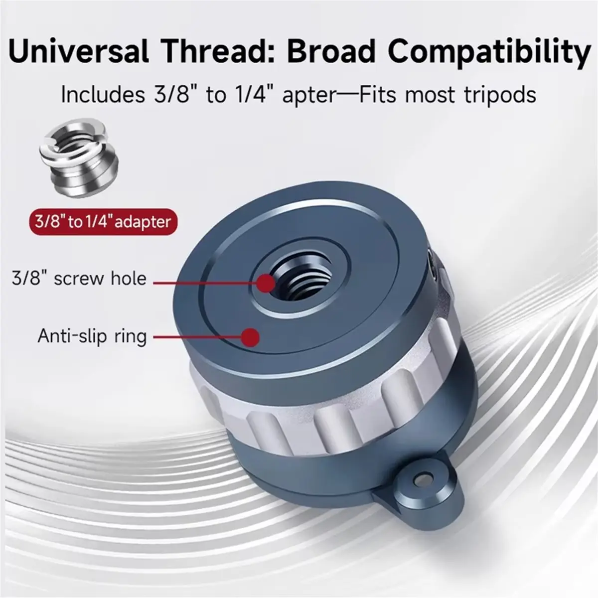 #80T Electronics Accessories,Mini Leveling Base Tripod Head 3/8'' 1/4'' for DSLR Camera (Aluminum Alloy)