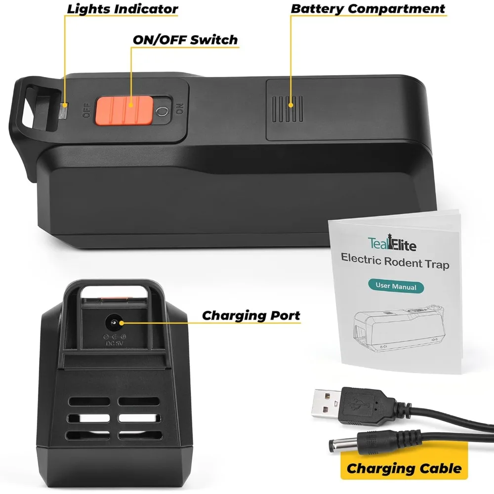مصيدة ماوس كهربائية - قوارض إلكتروني للداخل والمنزل - مصائد فأر بشرية وفعالة - قابلة لإعادة الاستخدام