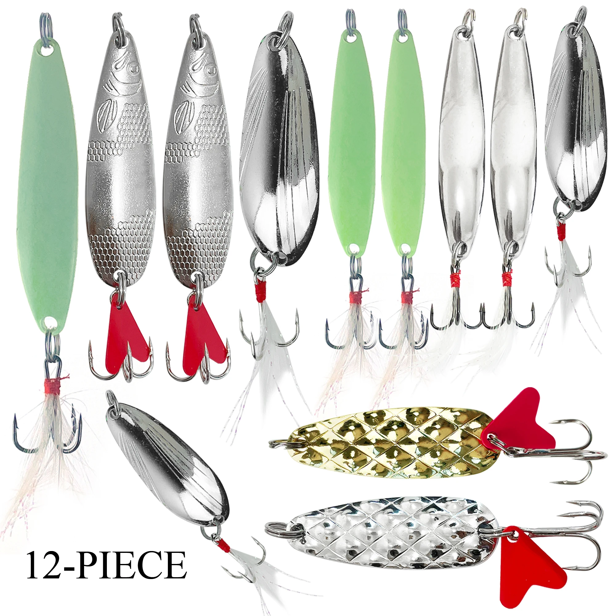 Fishing Lure Spinnerbait - FREE FISHER 12pcs Metal Fishing Spoon